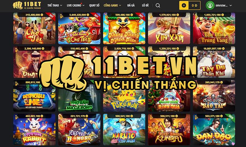 Sảnh nổ hũ 11bet với nhiều thể loại game hấp dẫn