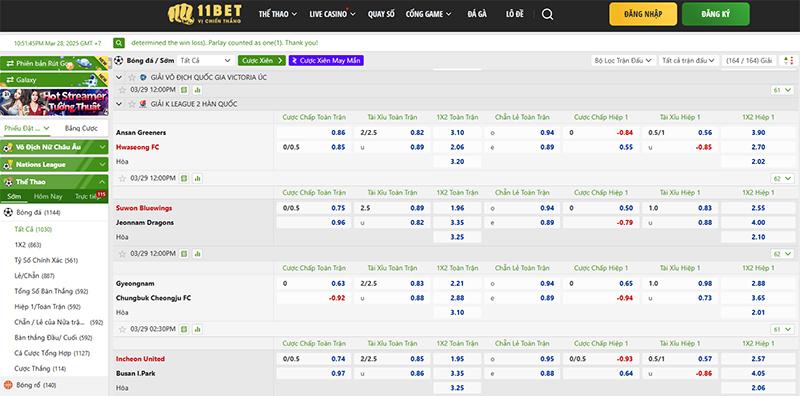 Sân chơi với bảng soi kèo chuẩn nhất thị trường 11bet